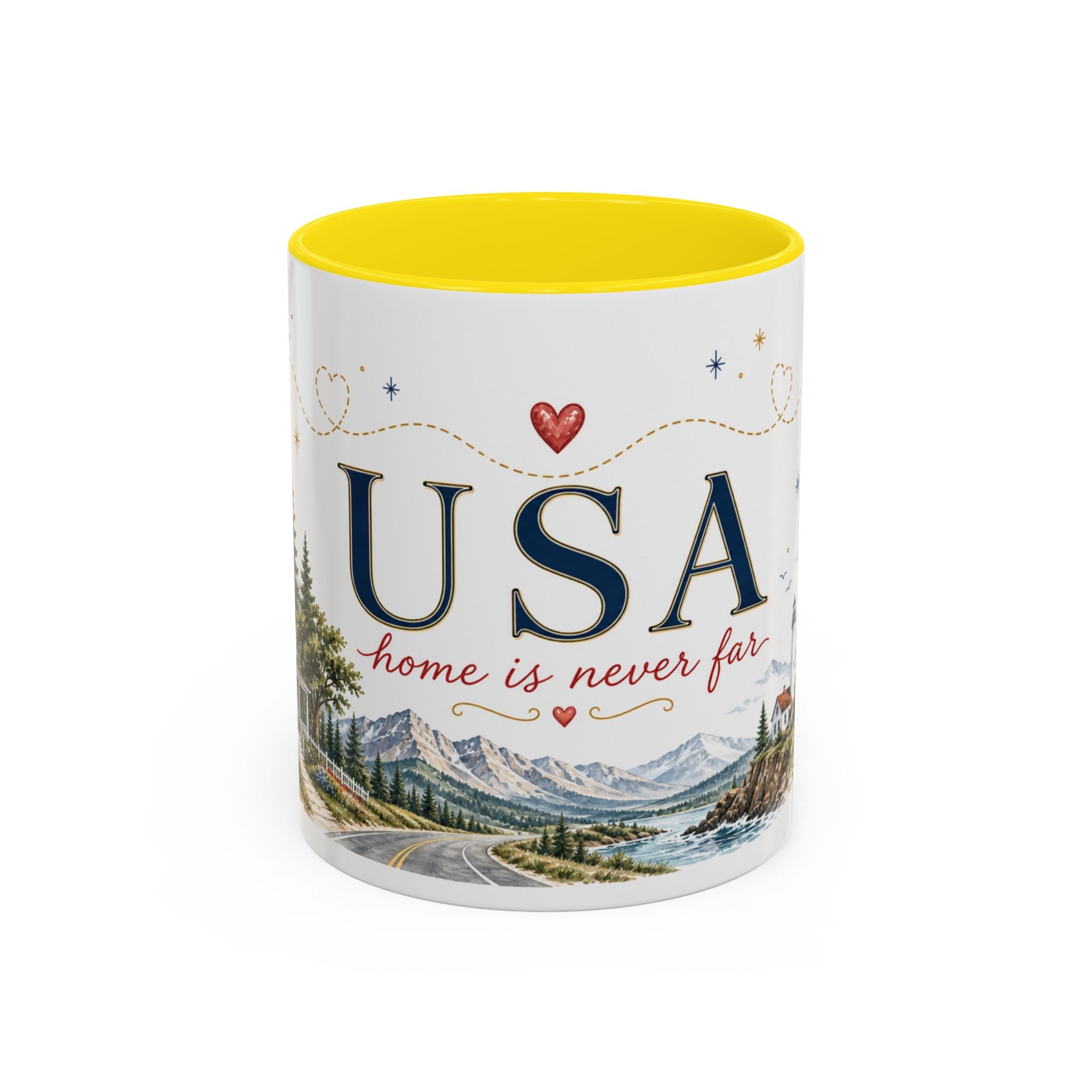 USA Home Country Mug | Moving Away Gift | Long Distance Friendship | 11 oz 15 oz Accent Mug