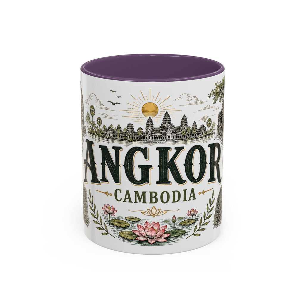Angkor Coffee Mug | Travel Destination Souvenir Gift | Accent Color Ceramic 11oz 15oz