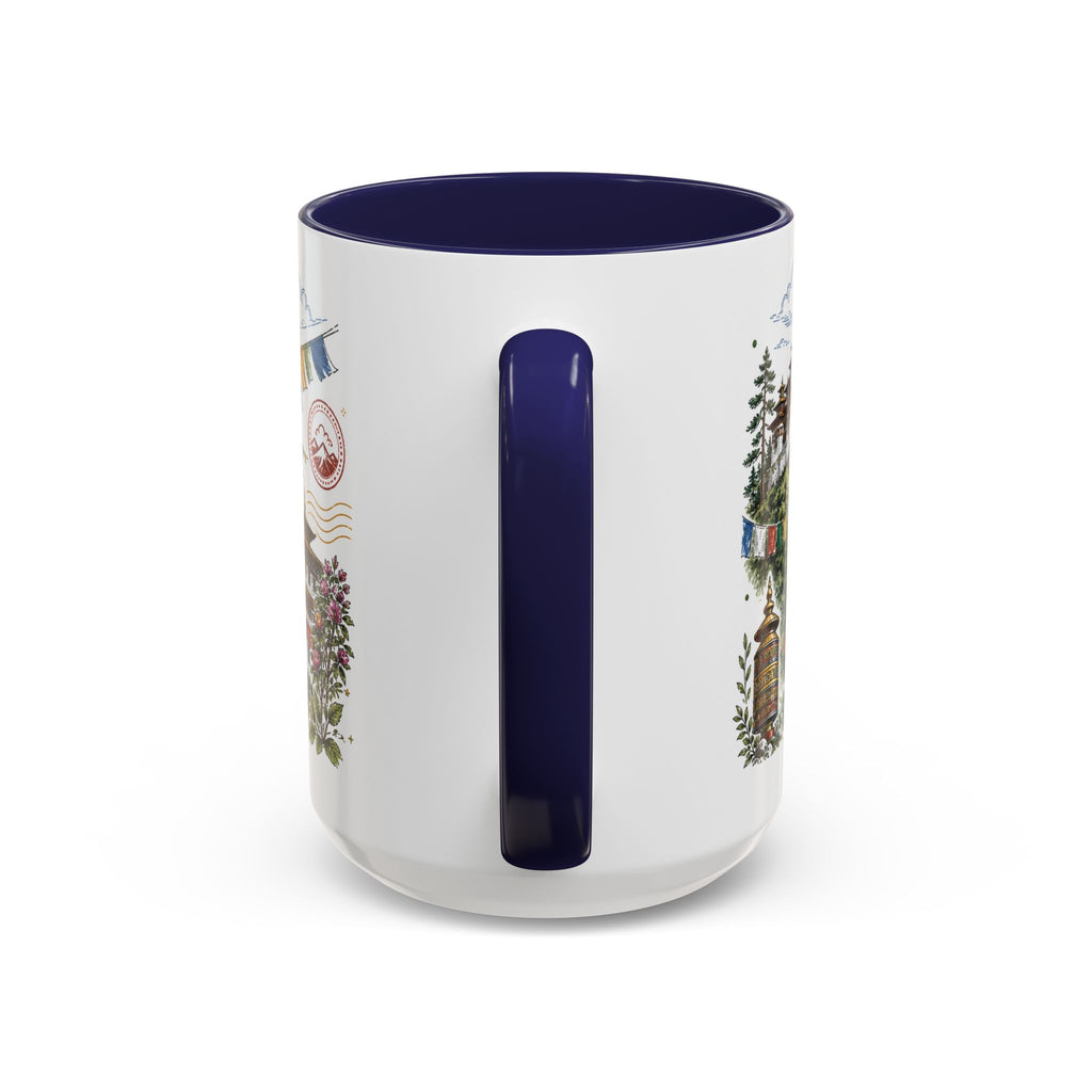 Bhutan Valleys Coffee Mug | Travel Destination Souvenir Gift | Accent Color Ceramic 11oz 15oz
