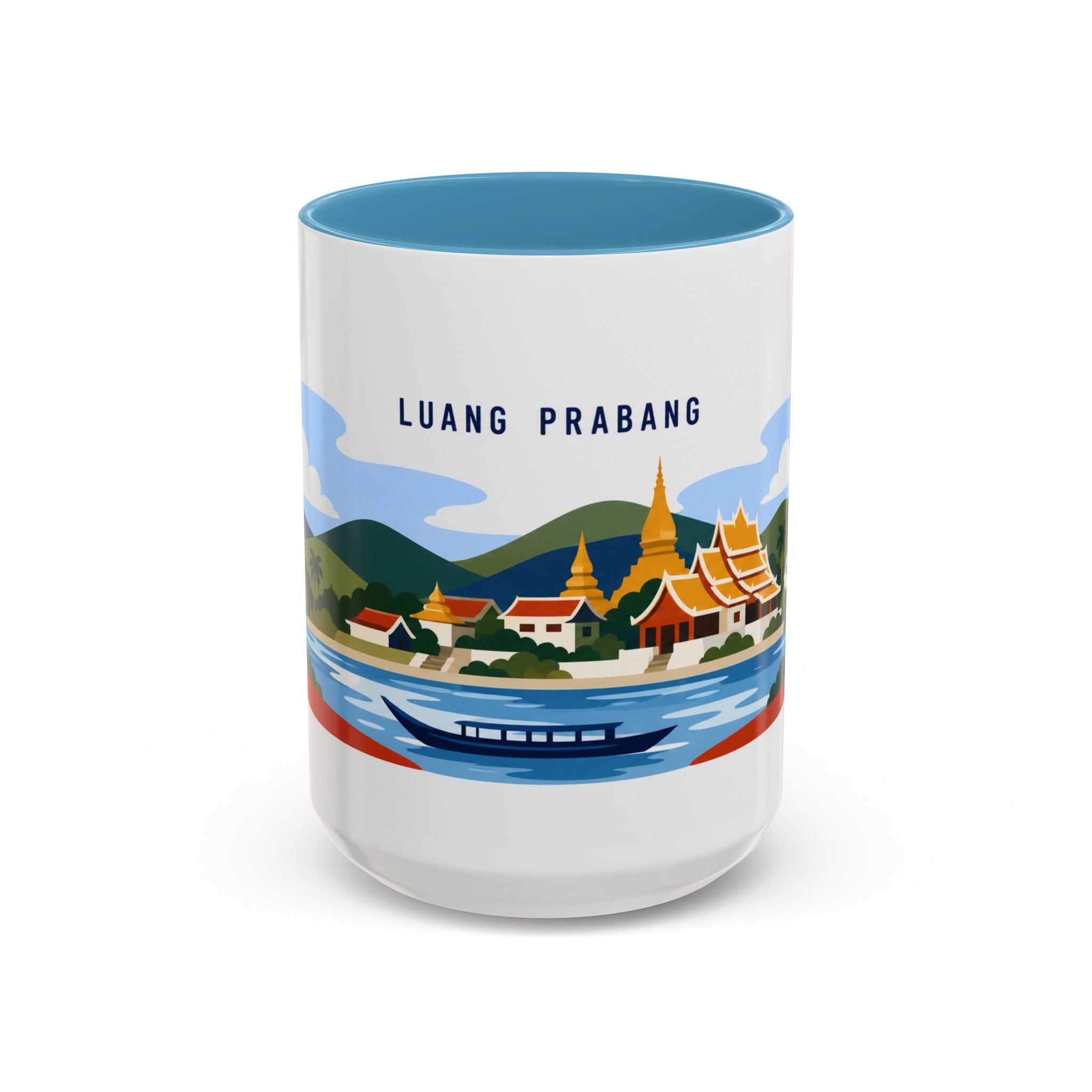 Luang Prabang Coffee Mug | Travel Destination Souvenir Gift | Accent Color Ceramic 11oz 15oz