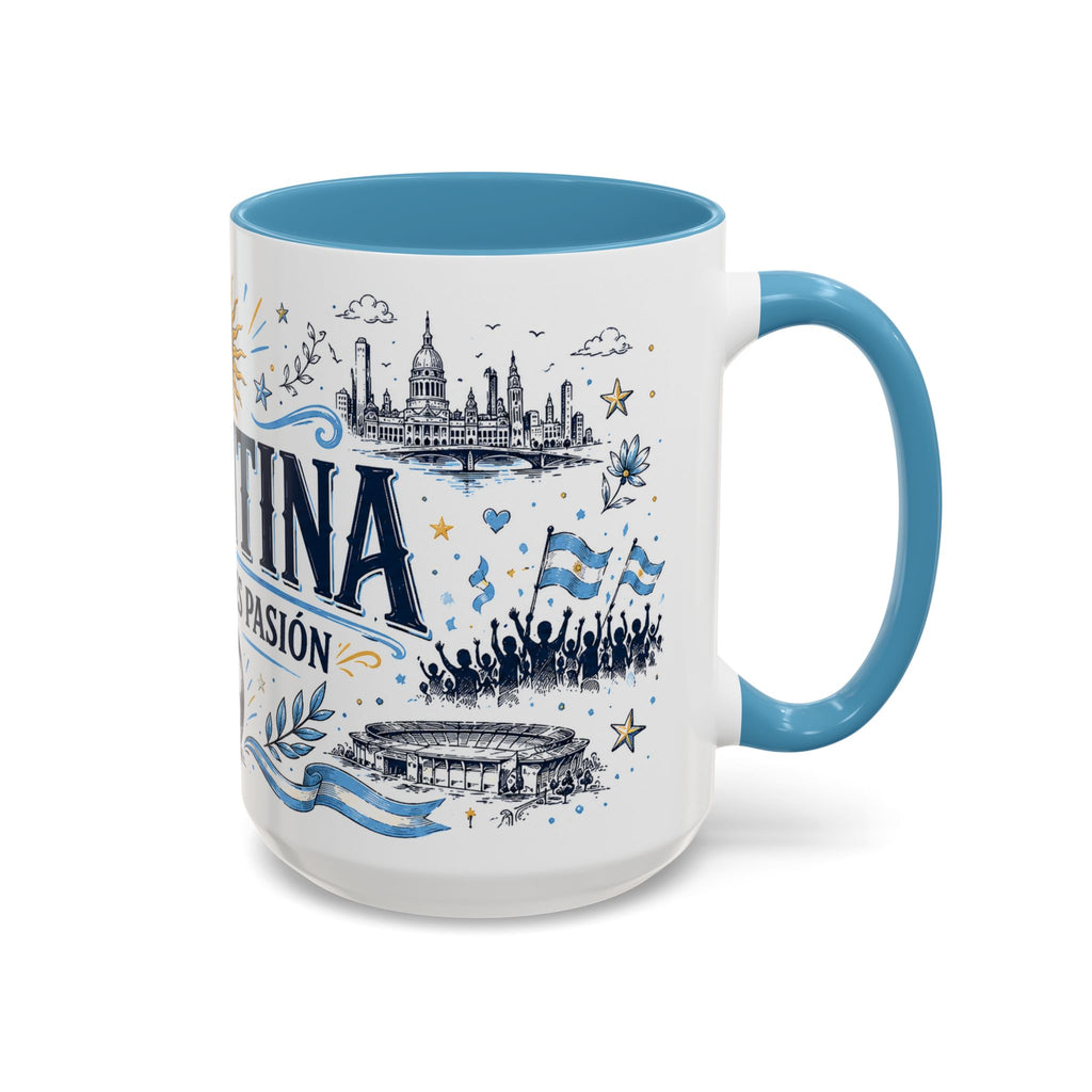 Argentina Soccer Coffee Mug | Soccer Fan Gift | Accent Color Ceramic 11oz 15oz Match Day Cup