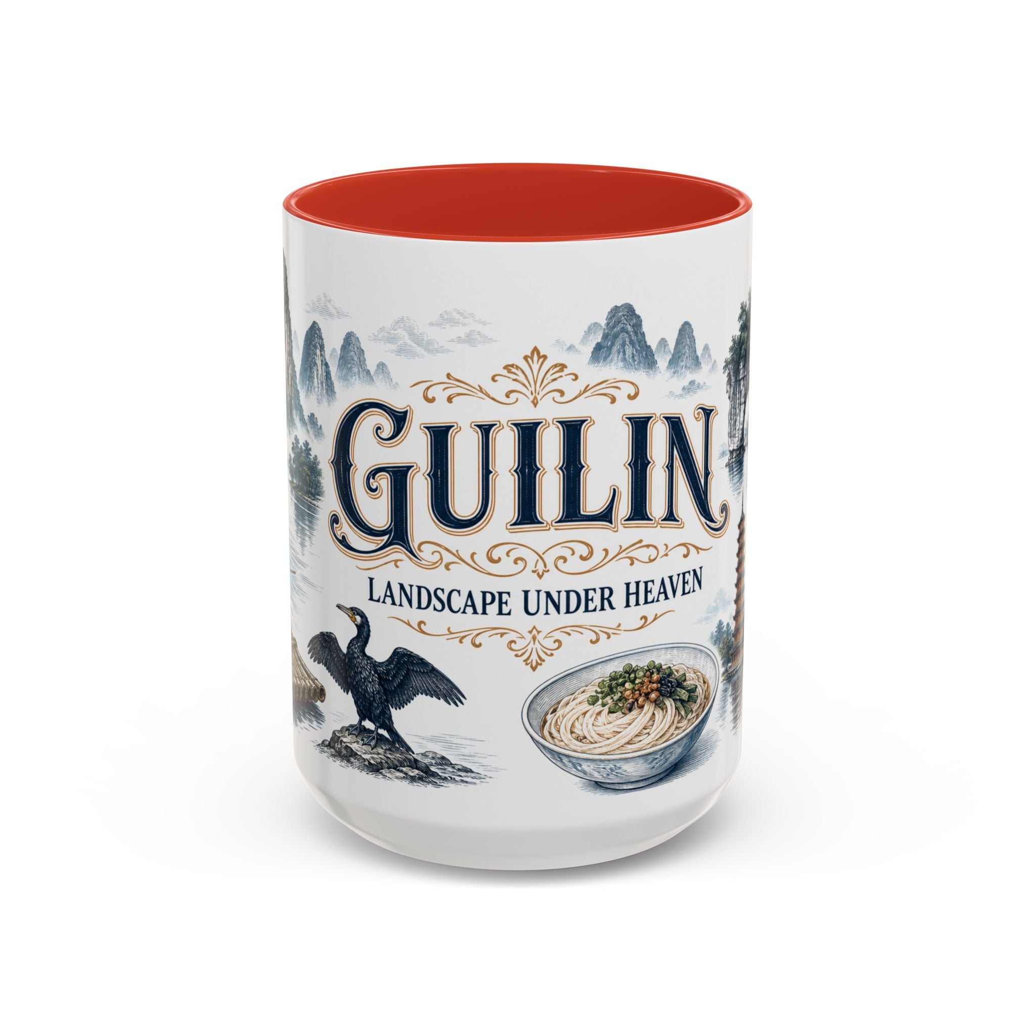 Guilin Coffee Mug | China Travel Souvenir | Vintage Illustrated City Gift | 11 oz 15 oz Accent Mug