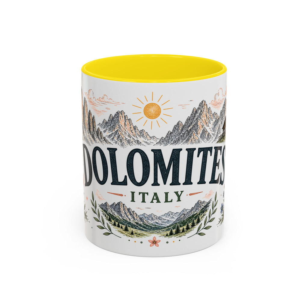 Dolomites Coffee Mug | Travel Destination Souvenir Gift | Accent Color Ceramic 11oz 15oz