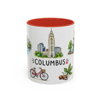 Columbus Illustrated Travel Mug | City Souvenir Accent Coffee Mug | 11oz 15oz Ceramic Cup