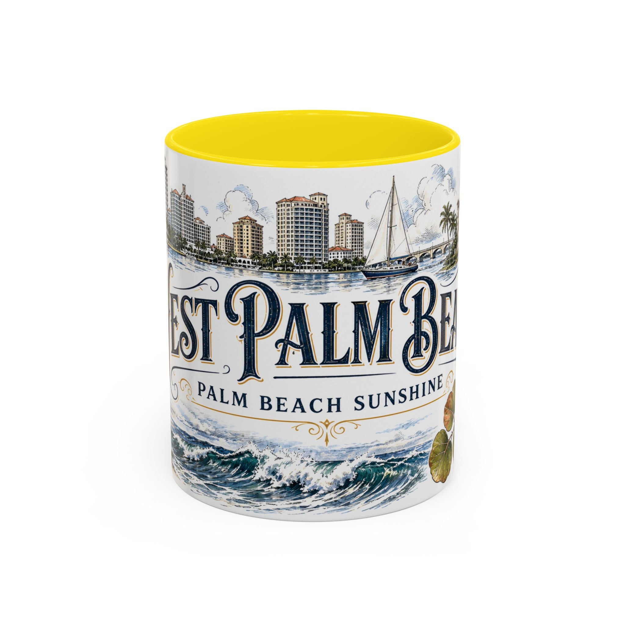 West Palm Beach Coffee Mug | United States Travel Souvenir | Vintage Illustrated City Gift | 11 oz 15 oz Accent Mug