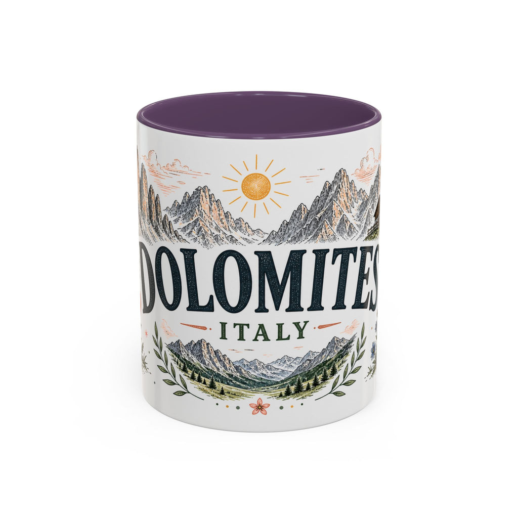 Dolomites Coffee Mug | Travel Destination Souvenir Gift | Accent Color Ceramic 11oz 15oz