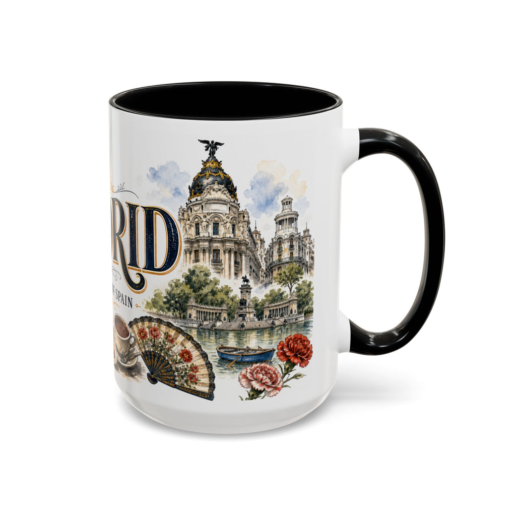 Madrid Coffee Mug | Spain Travel Souvenir | Vintage Illustrated City Gift | 11 oz 15 oz Accent Mug