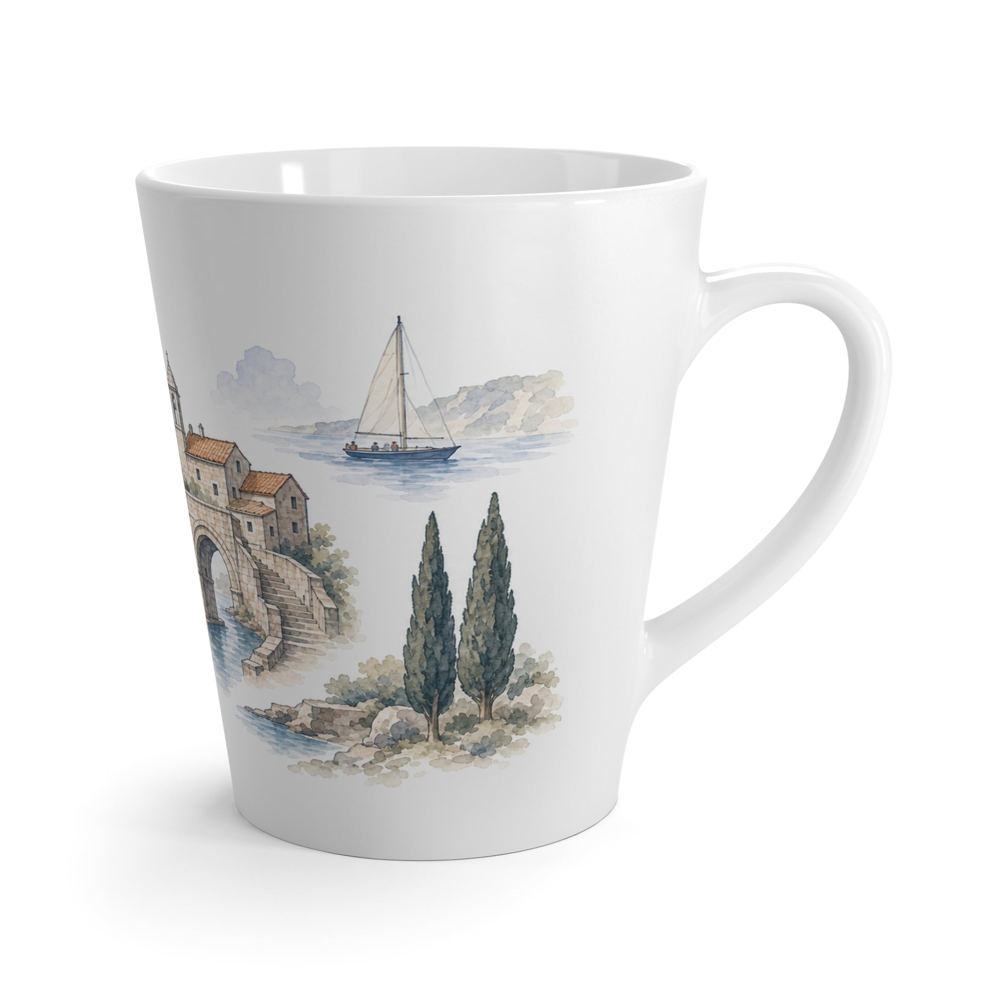 Dubrovnik Latte Mug | Watercolor City Travel Mug | 12 oz Ceramic Souvenir Gift