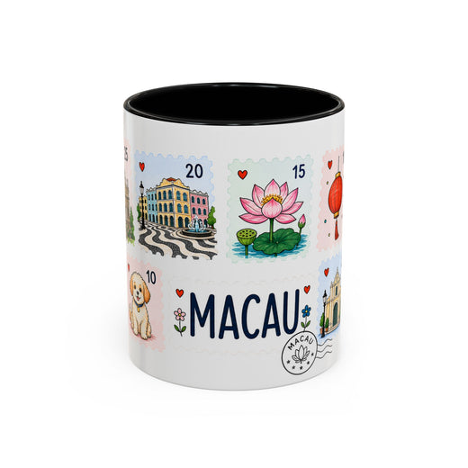 Macau Coffee Mug | Postage Stamp Collage Mug | Travel Souvenir Accent Cup 11oz 15oz