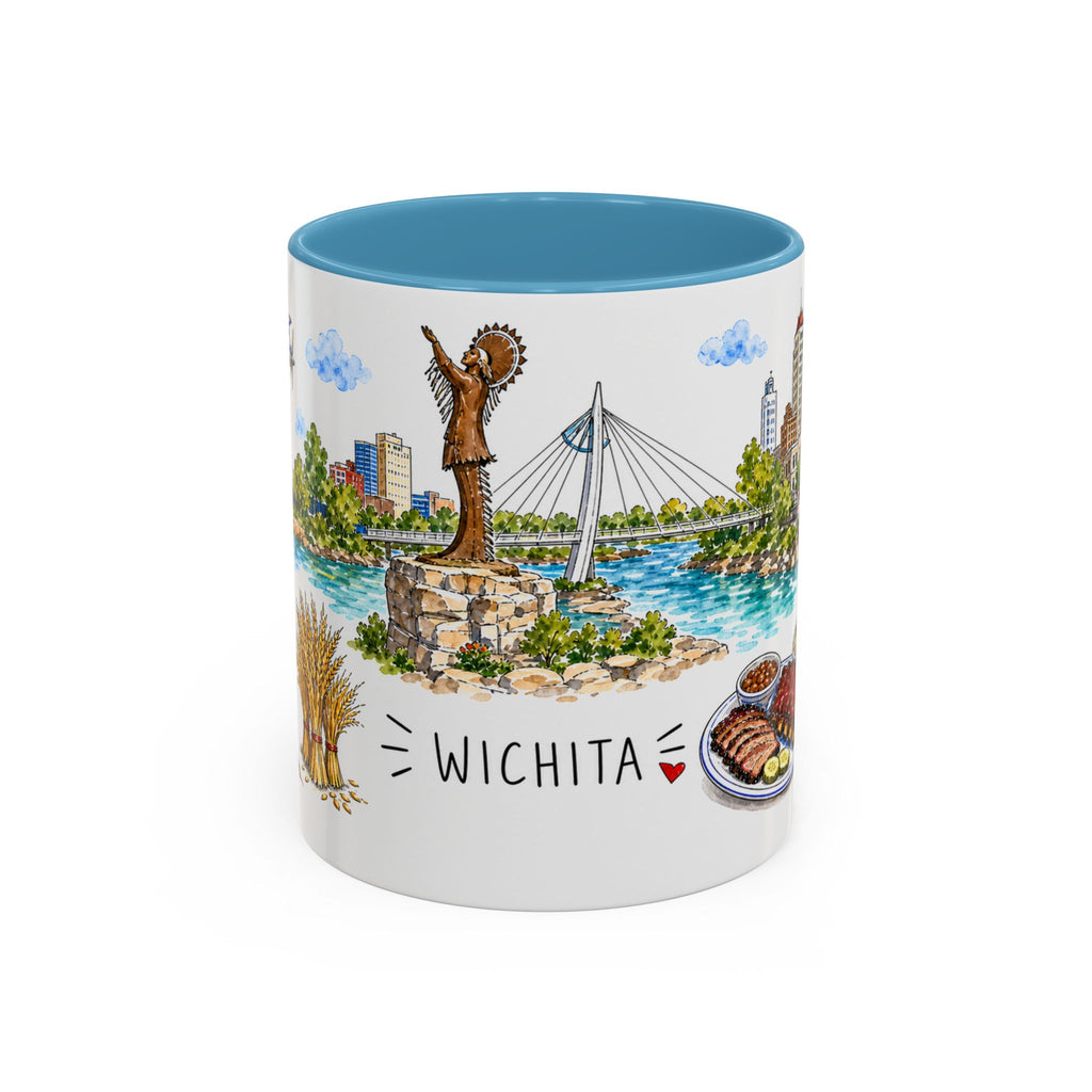 Wichita Illustrated Travel Mug | City Souvenir Accent Coffee Mug | 11oz 15oz Ceramic Cup