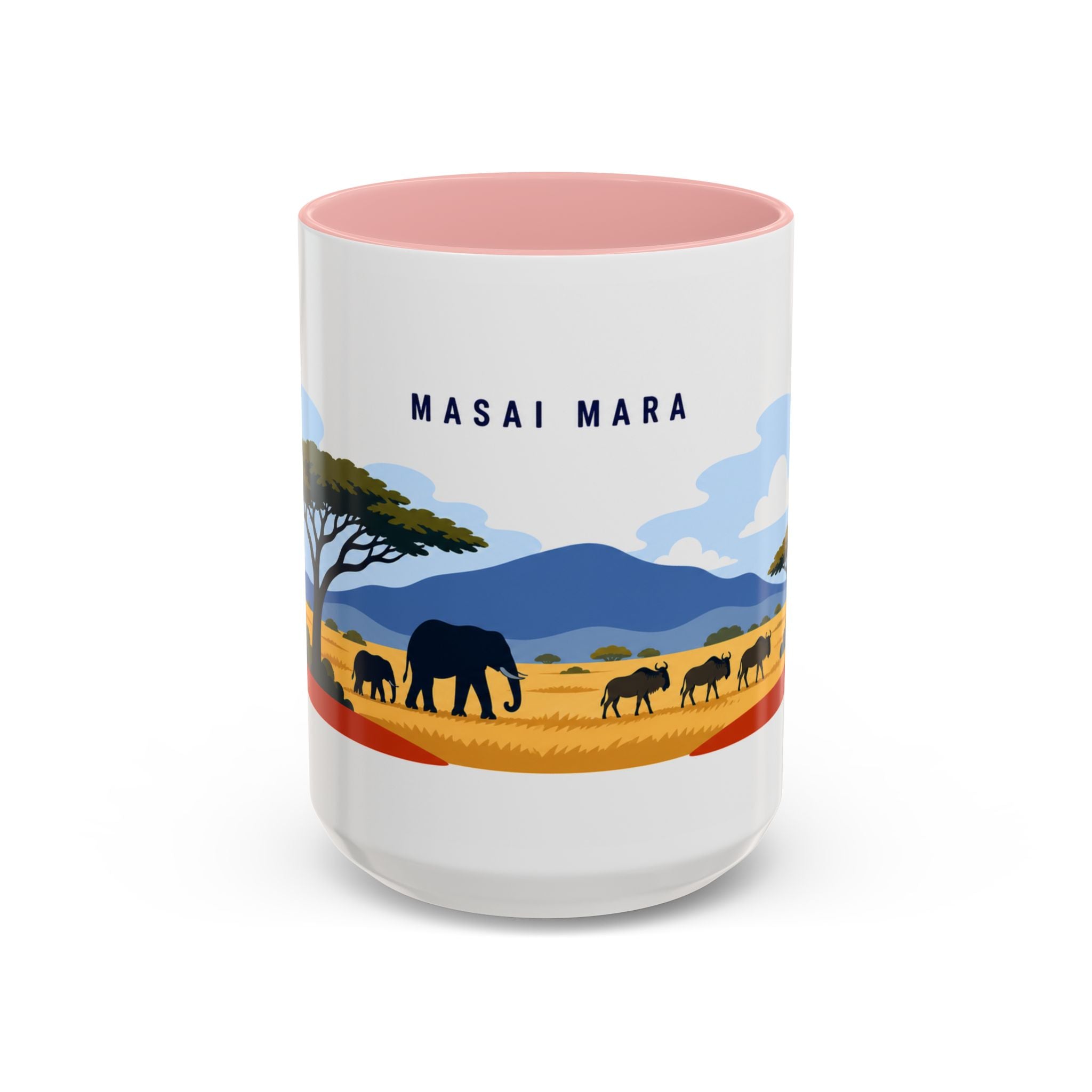 Masai Mara Coffee Mug | Travel Destination Souvenir Gift | Accent Color Ceramic 11oz 15oz