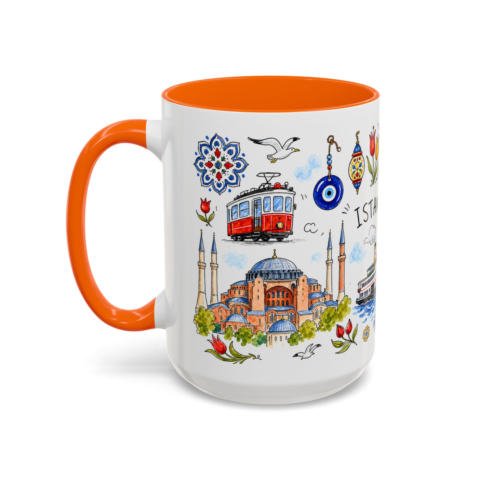 Istanbul Travel Mug | European City Souvenir Accent Coffee Mug | 11oz 15oz Ceramic Cup