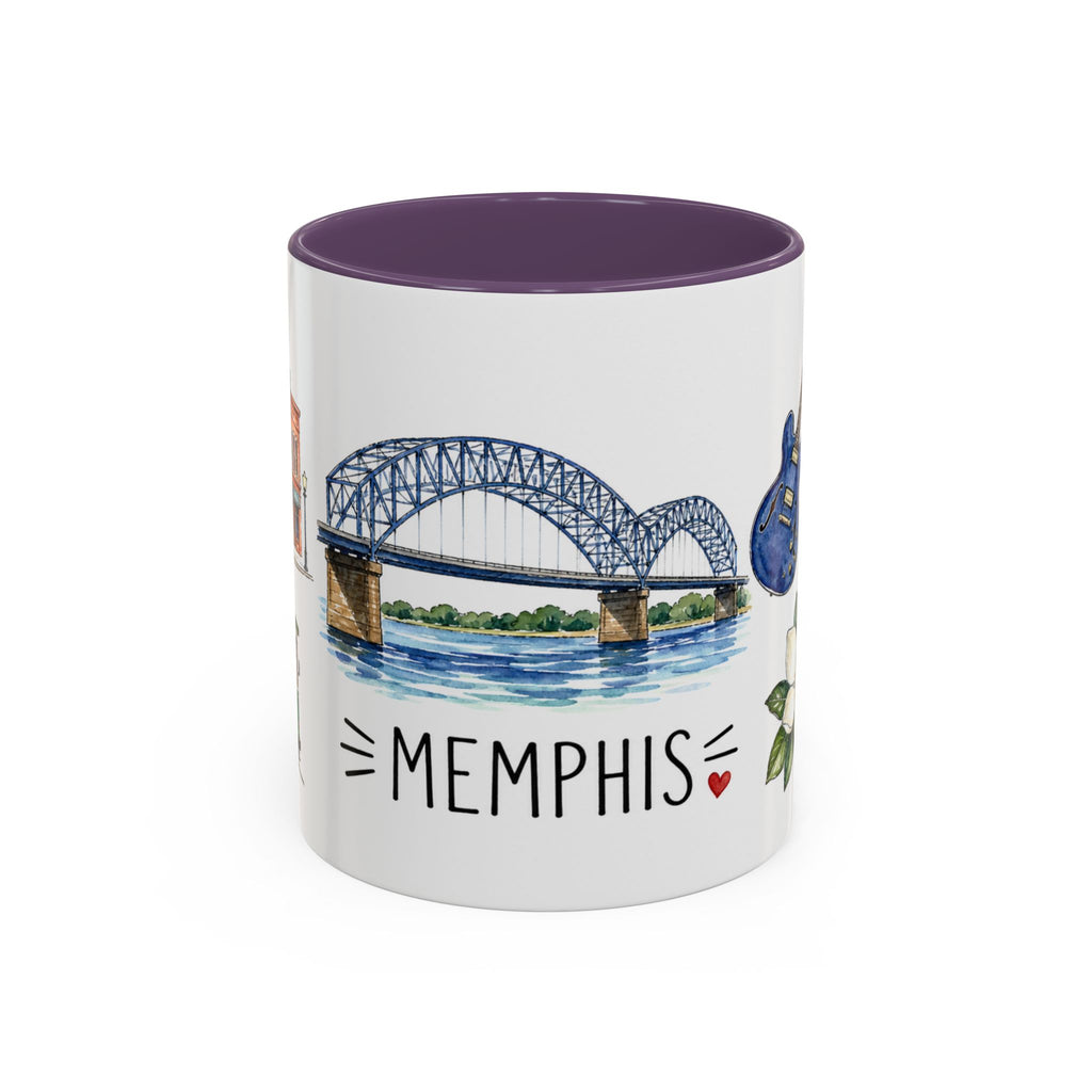 Memphis Illustrated Travel Mug | City Souvenir Accent Coffee Mug | 11oz 15oz Ceramic Cup