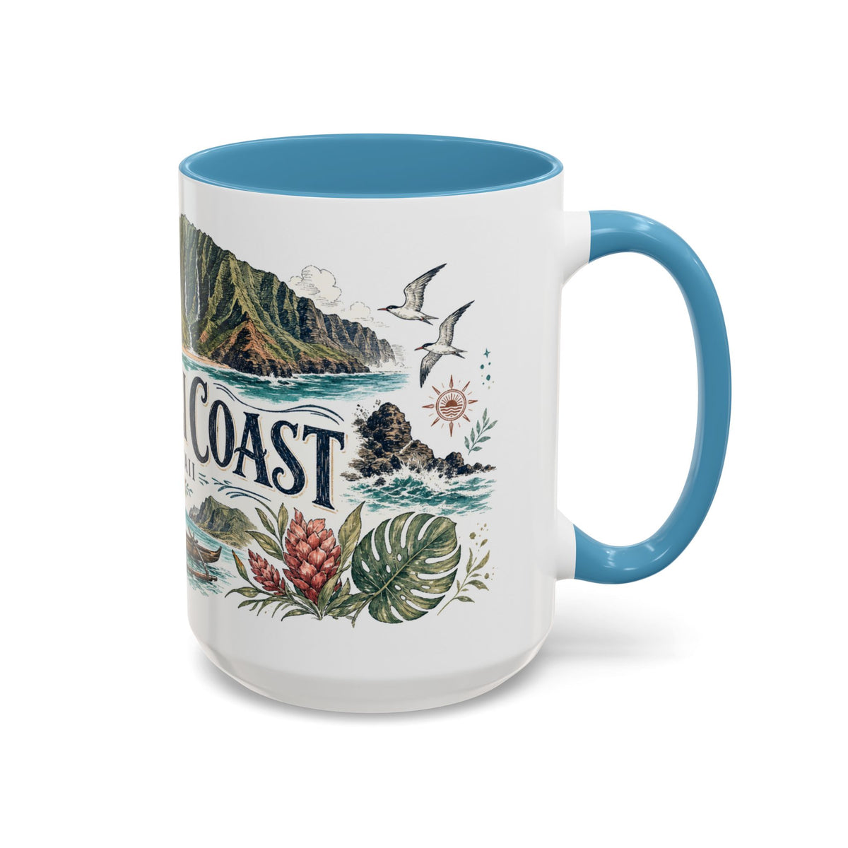 Na Pali Coast Mug, Hawaii Travel Souvenir, Bucket List Gift, Accent Ceramic Coffee Mug 11oz 15oz