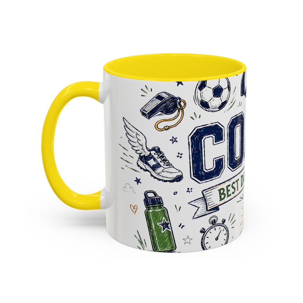 Coach Best Dad On The Field Coffee Mug | Father's Day Gift for Dad | Accent Color Ceramic 11oz 15oz