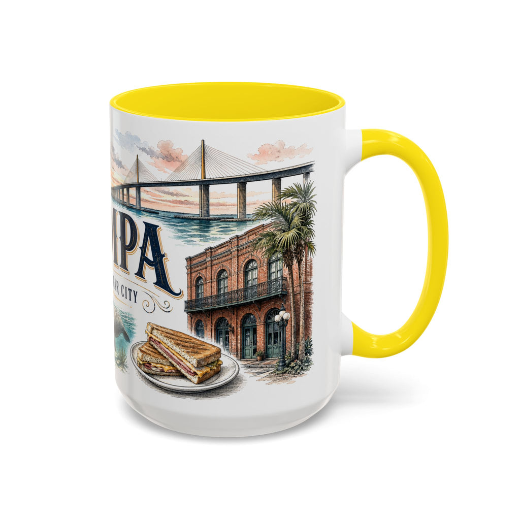 Tampa Coffee Mug | United States Travel Souvenir | Vintage Illustrated City Gift | 11 oz 15 oz Accent Mug