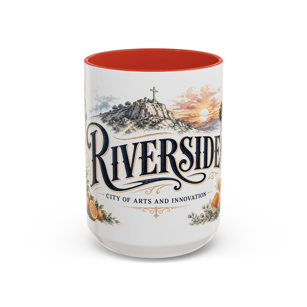 Riverside Coffee Mug | United States Travel Souvenir | Vintage Illustrated City Gift | 11 oz 15 oz Accent Mug
