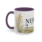 Nebraska State Mug | Moving Away, Long Distance Friendship Gift | Botanical Landscape Accent Mug