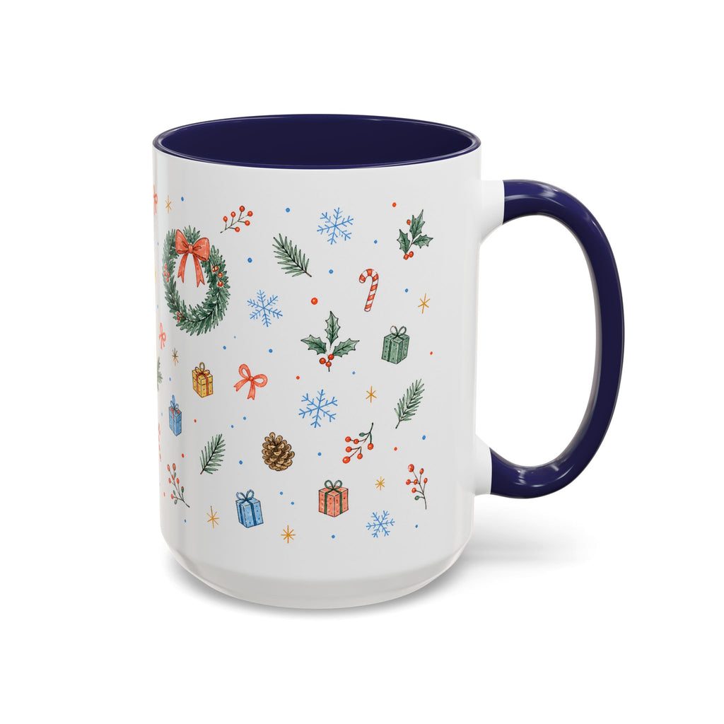Christmas Candle Mug | Holly Wreath Watercolor Holiday Gift | Accent Cup 11oz 15oz