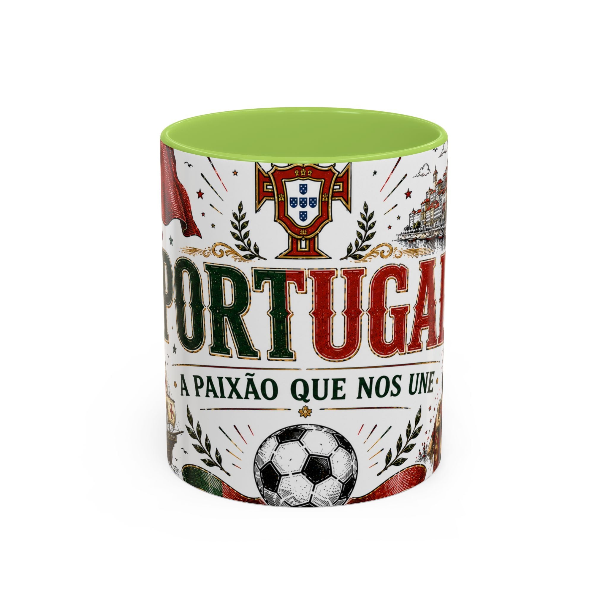 Portugal Soccer Coffee Mug | World Cup Fan Gift | Accent Color Ceramic 11oz 15oz Match Day Cup