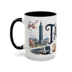 Taipei Coffee Mug | Taiwan Travel Souvenir | Vintage Illustrated City Gift | 11 oz 15 oz Accent Mug