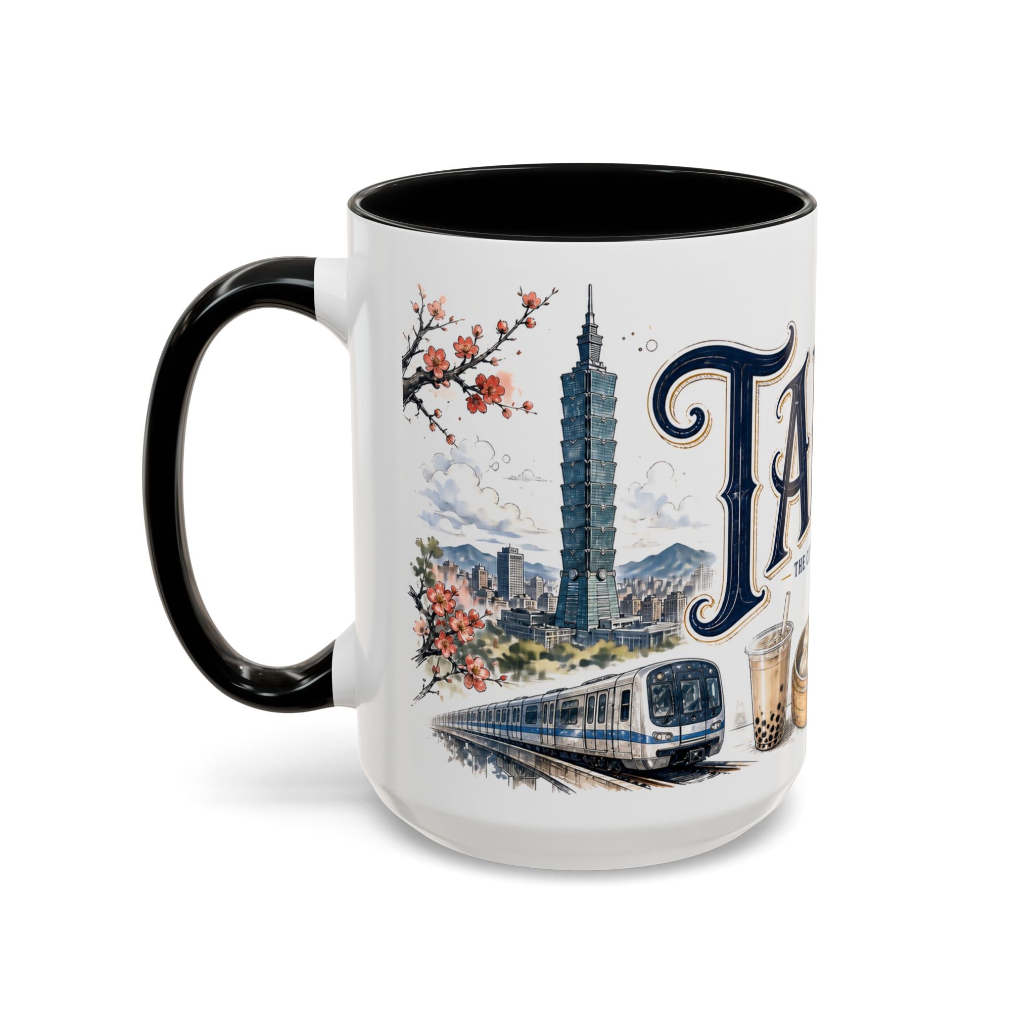 Taipei Coffee Mug | Taiwan Travel Souvenir | Vintage Illustrated City Gift | 11 oz 15 oz Accent Mug