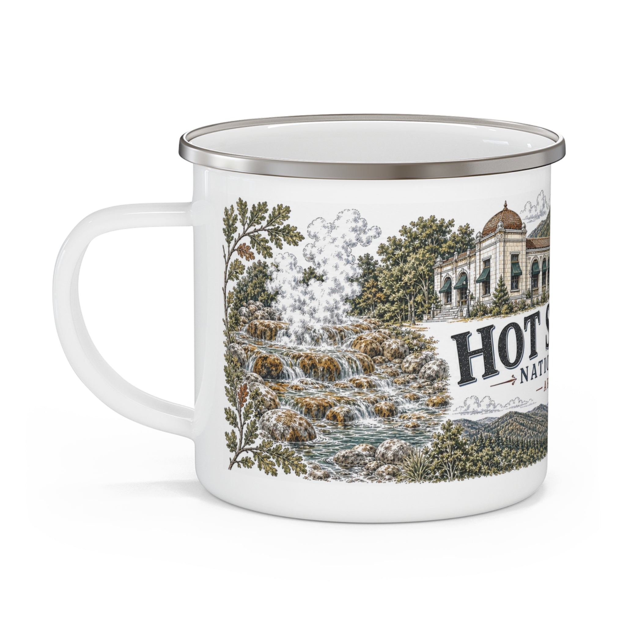 Hot Springs National Park Vintage Enamel Camping Mug | 12oz National Park Hiking Gift