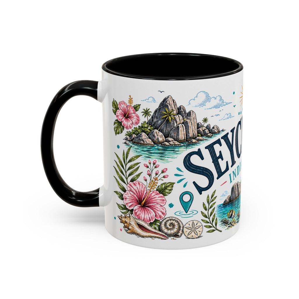 Seychelles Coffee Mug | Travel Destination Souvenir Gift | Accent Color Ceramic 11oz 15oz