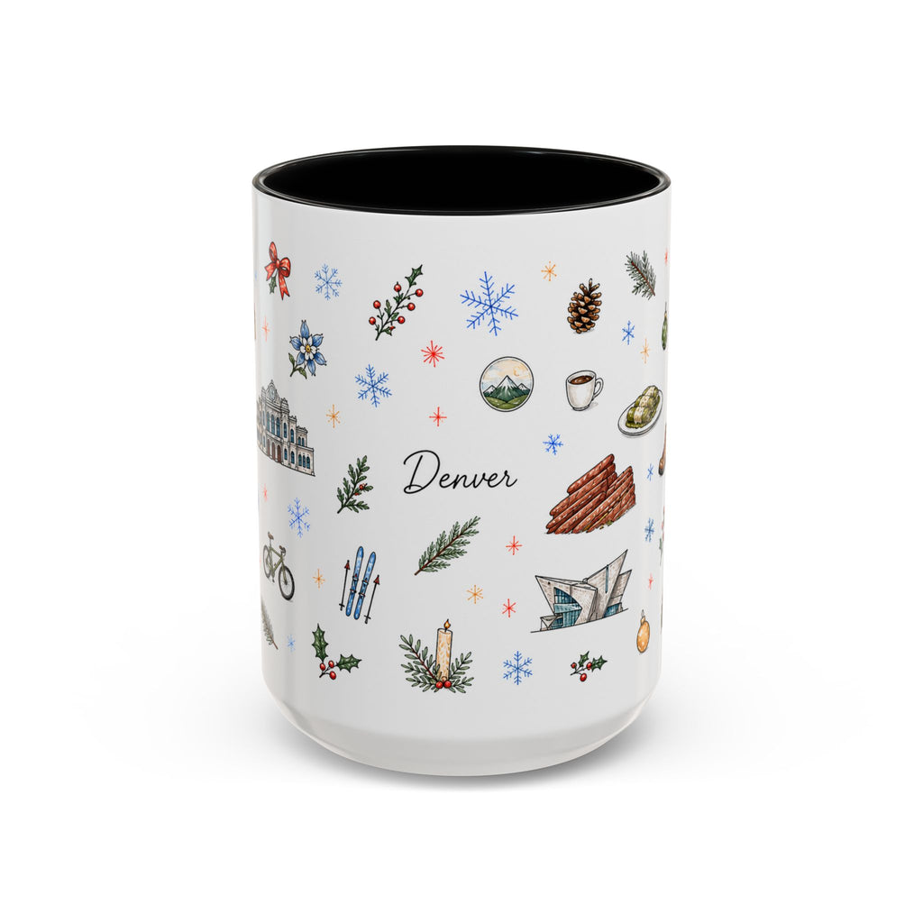 Denver Christmas Mug | Watercolor City Souvenir, Holiday Travel Gift (11oz/15oz)