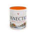 Connecticut State Map Mug | Botanical Accent Coffee Cup (11oz 15oz)