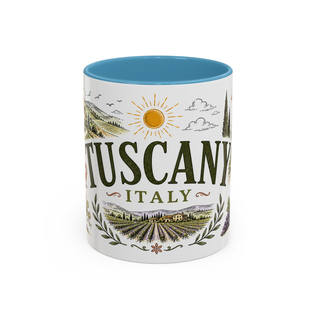 Tuscany Coffee Mug | Travel Destination Souvenir Gift | Accent Color Ceramic 11oz 15oz