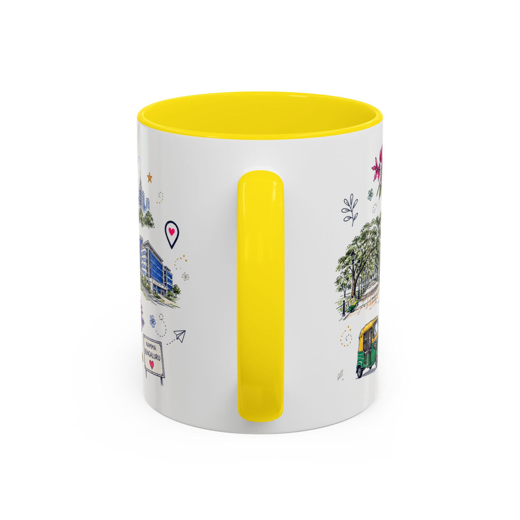 Bangalore Coffee Mug | India Souvenir Travel Gift | Accent Color Ceramic 11oz 15oz