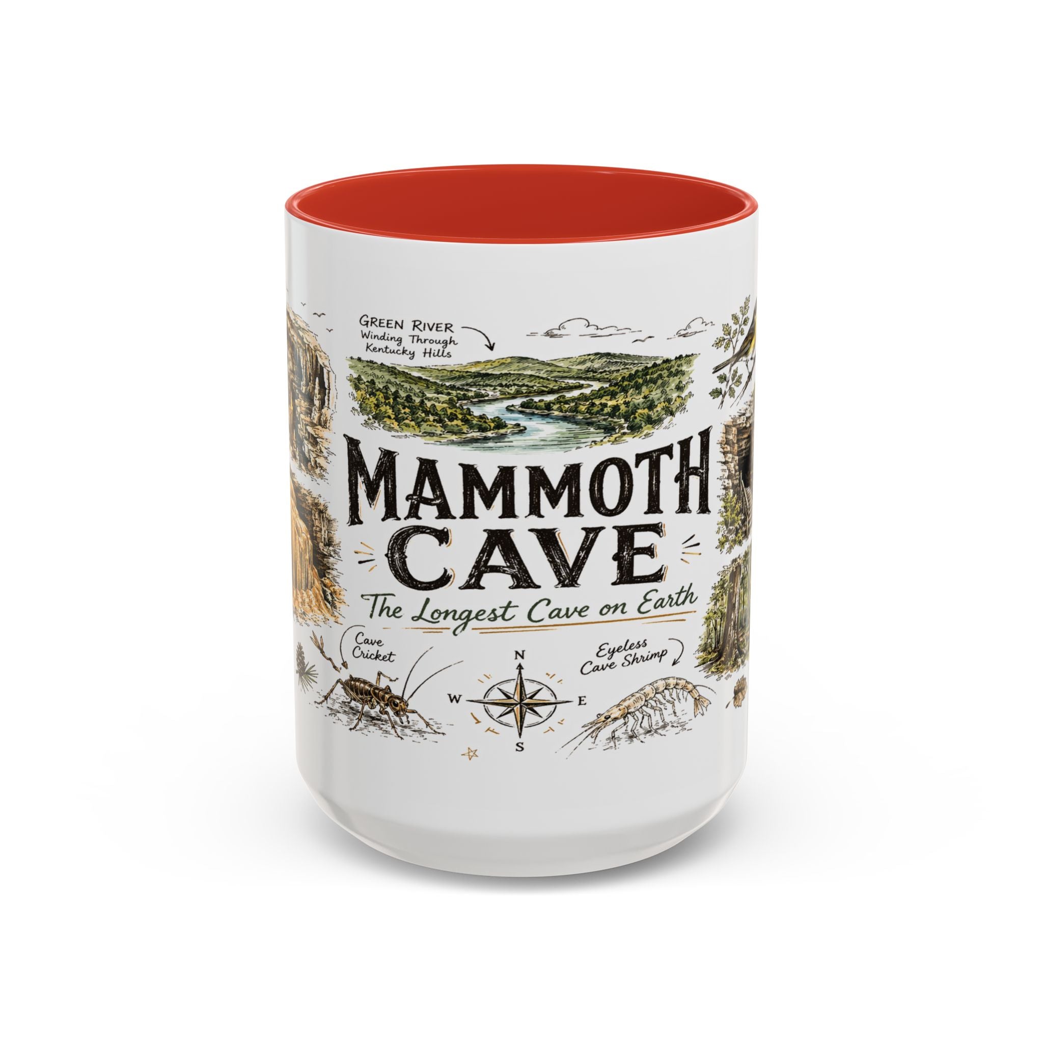 Mammoth Cave National Park Coffee Mug | Kentucky Cave Exploration Hiking Gift | Accent Color Ceramic 11oz 15oz