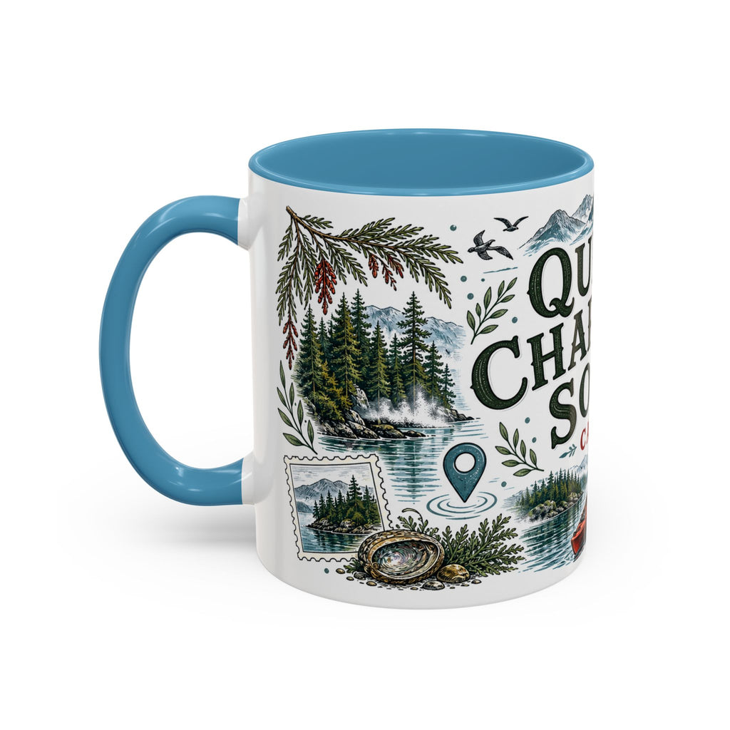 Queen Charlotte Sound Coffee Mug | Travel Destination Souvenir Gift | Accent Color Ceramic 11oz 15oz