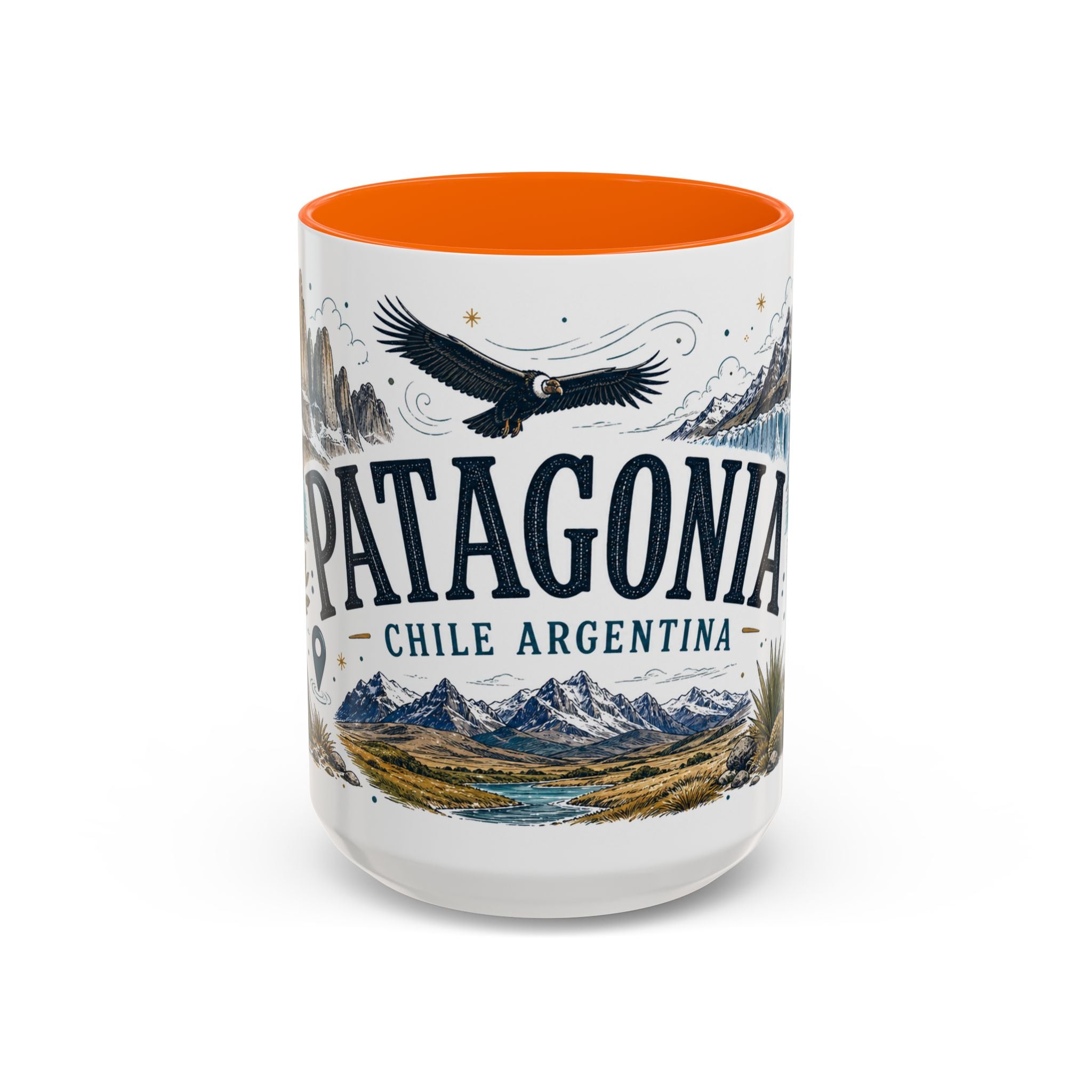 Patagonia Coffee Mug | Travel Destination Souvenir Gift | Accent Color Ceramic 11oz 15oz