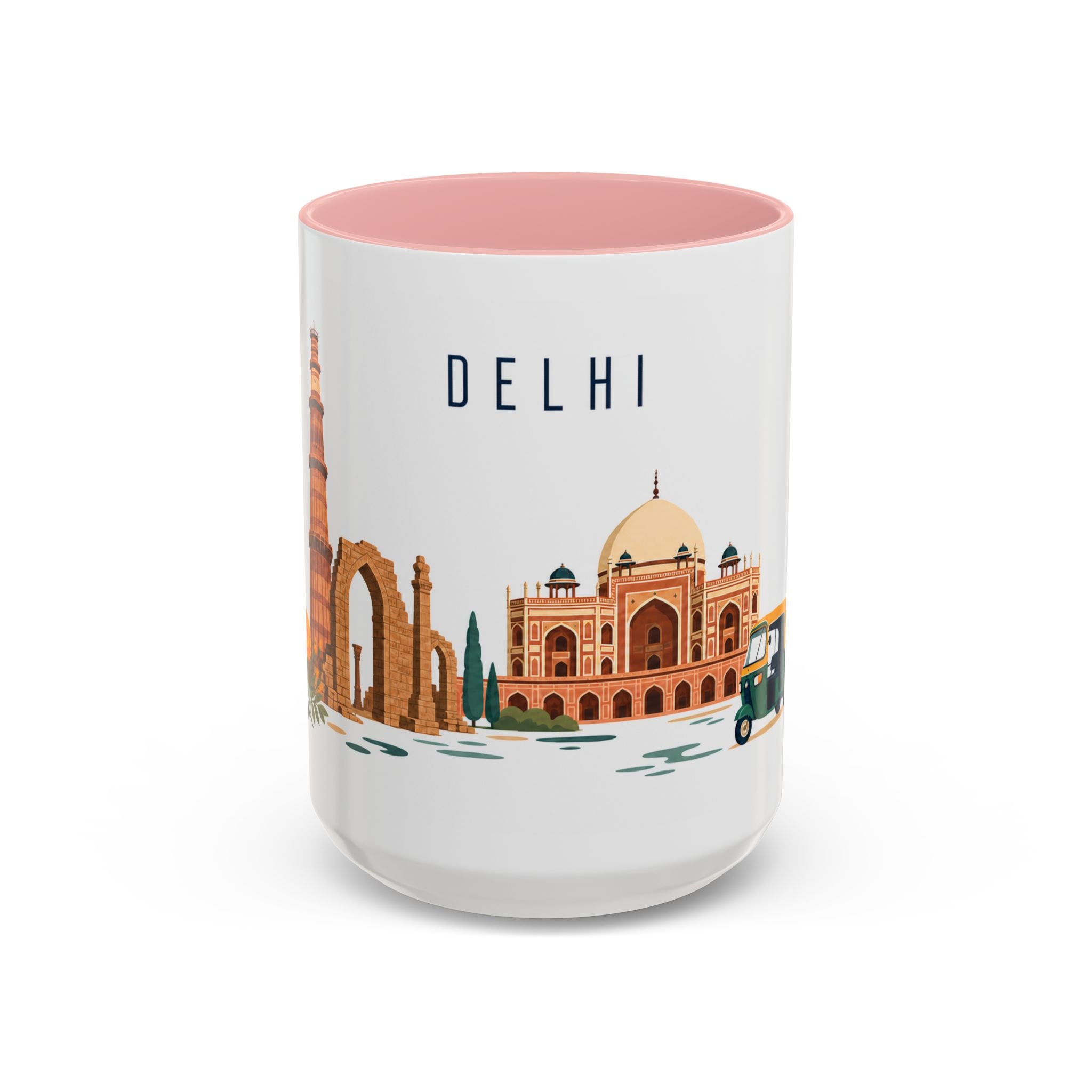 Delhi Coffee Mug | India Travel Souvenir | Porcelain Decal City Gift | 11oz 15oz Accent Mug