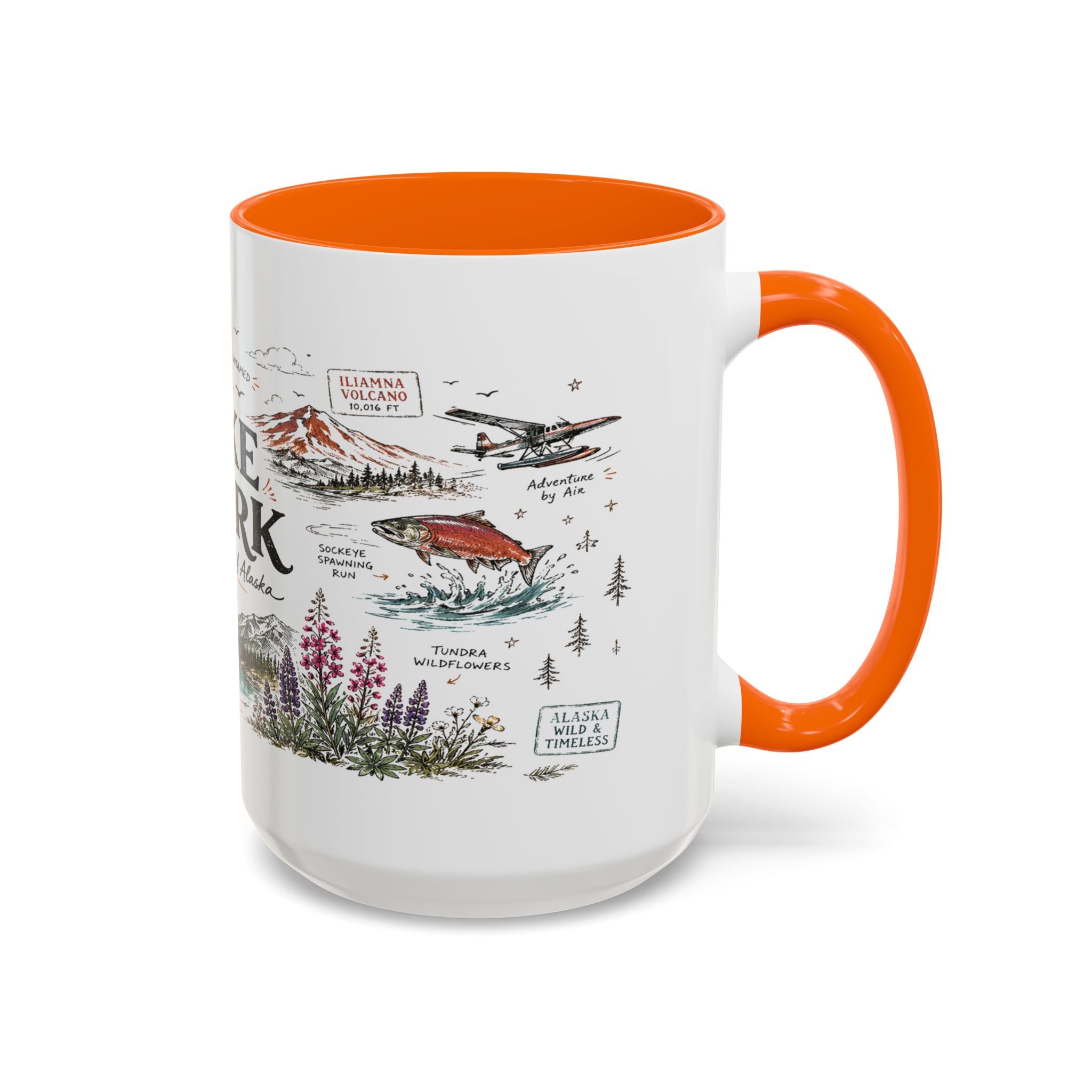 Lake Clark National Park Coffee Mug | Alaska Fly-in Wilderness Adventure Gift | Accent Color Ceramic 11oz 15oz