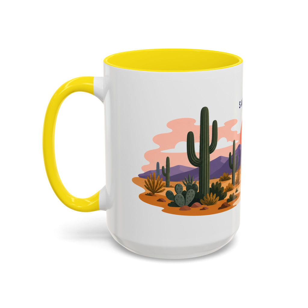 Saguaro National Park Coffee Mug | Solid Color Block Park Souvenir | 11oz 15oz Accent Mug