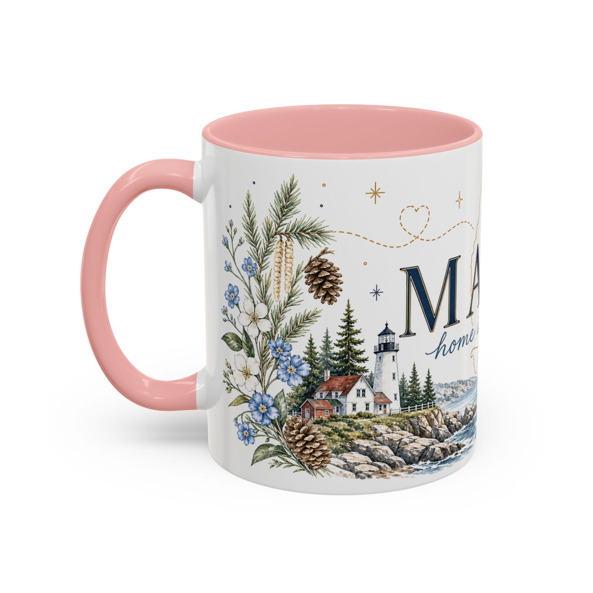 Maine State Mug | Moving Away, Long Distance Friendship Gift | 11oz 15oz Accent Mug