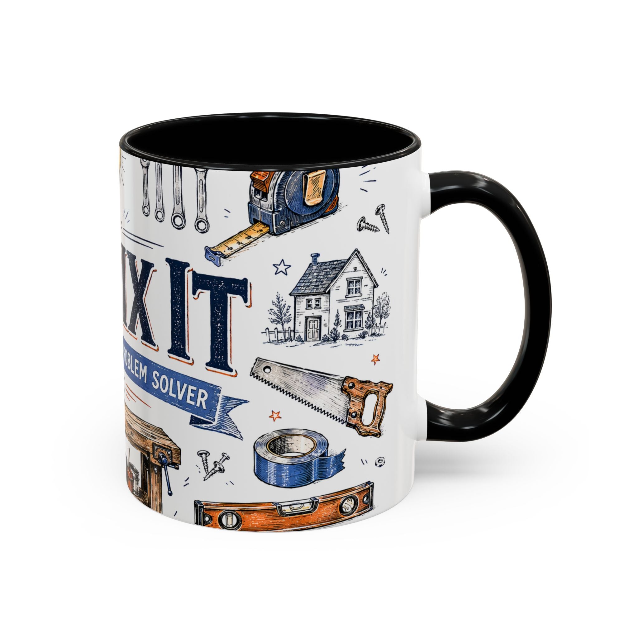 Mr Fix It Coffee Mug | Father's Day Gift for Dad | Accent Color Ceramic 11oz 15oz