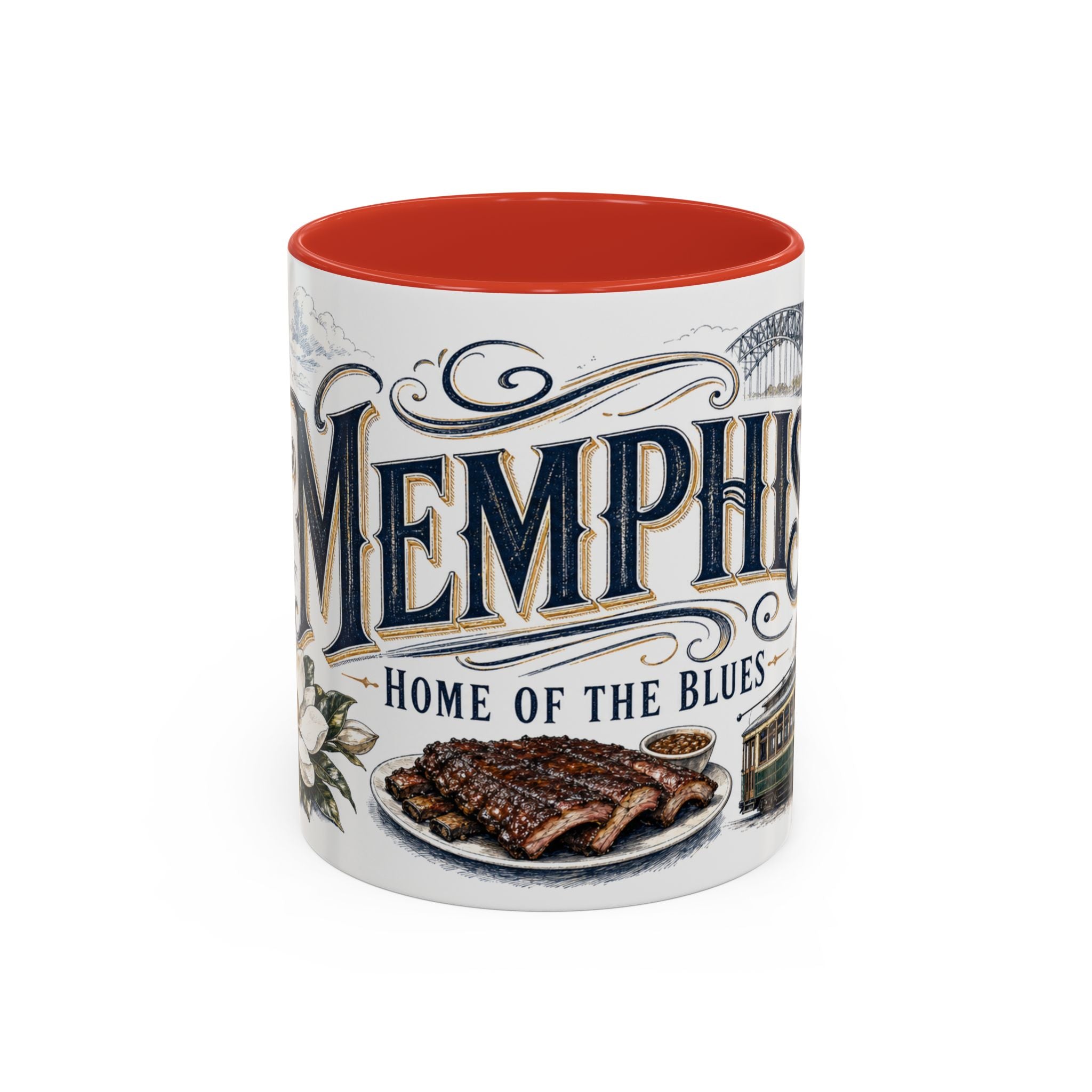 Memphis Coffee Mug | United States Travel Souvenir | Vintage Illustrated City Gift | 11 oz 15 oz Accent Mug