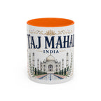 Taj Mahal Coffee Mug | Travel Destination Souvenir Gift | Accent Color Ceramic 11oz 15oz