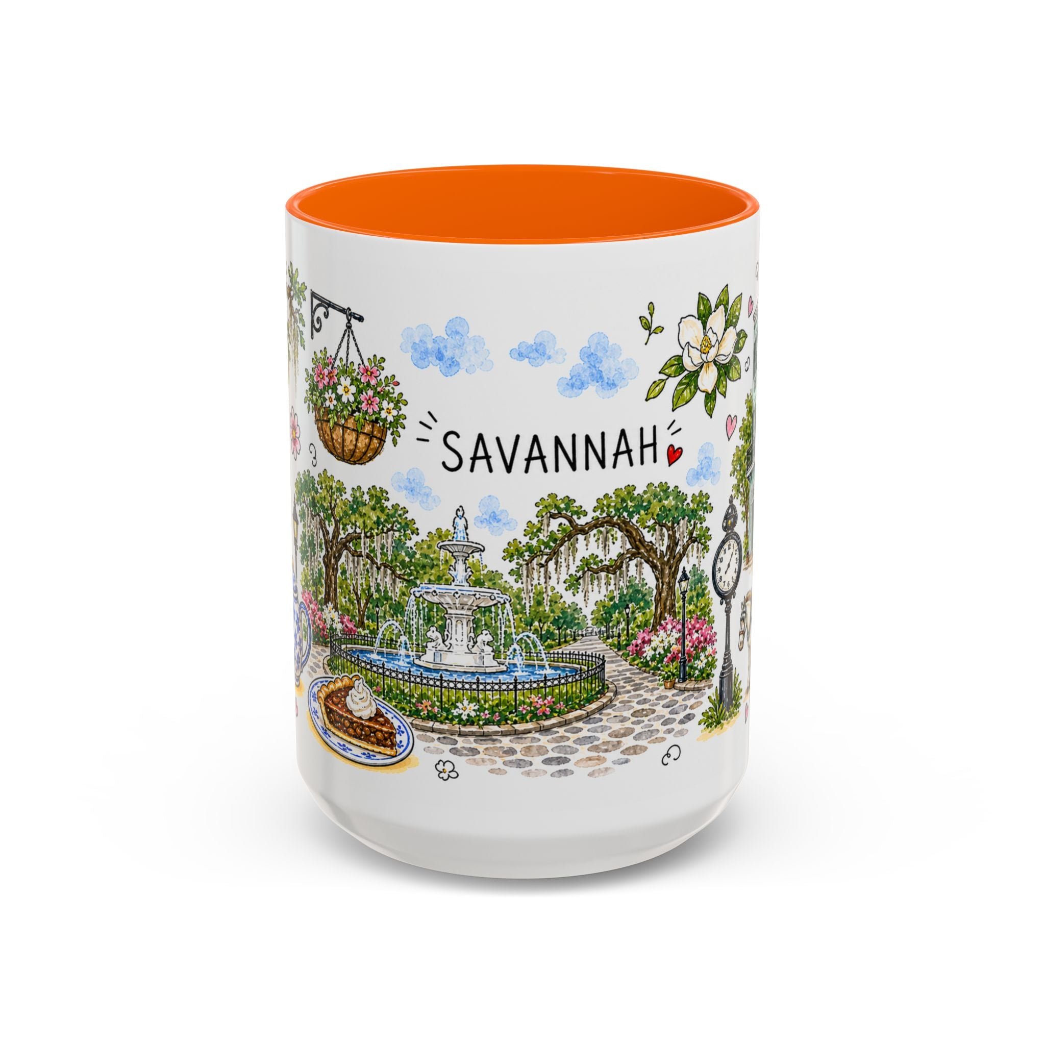 Savannah Illustrated Travel Mug | City Souvenir Accent Coffee Mug | 11oz 15oz Ceramic Cup