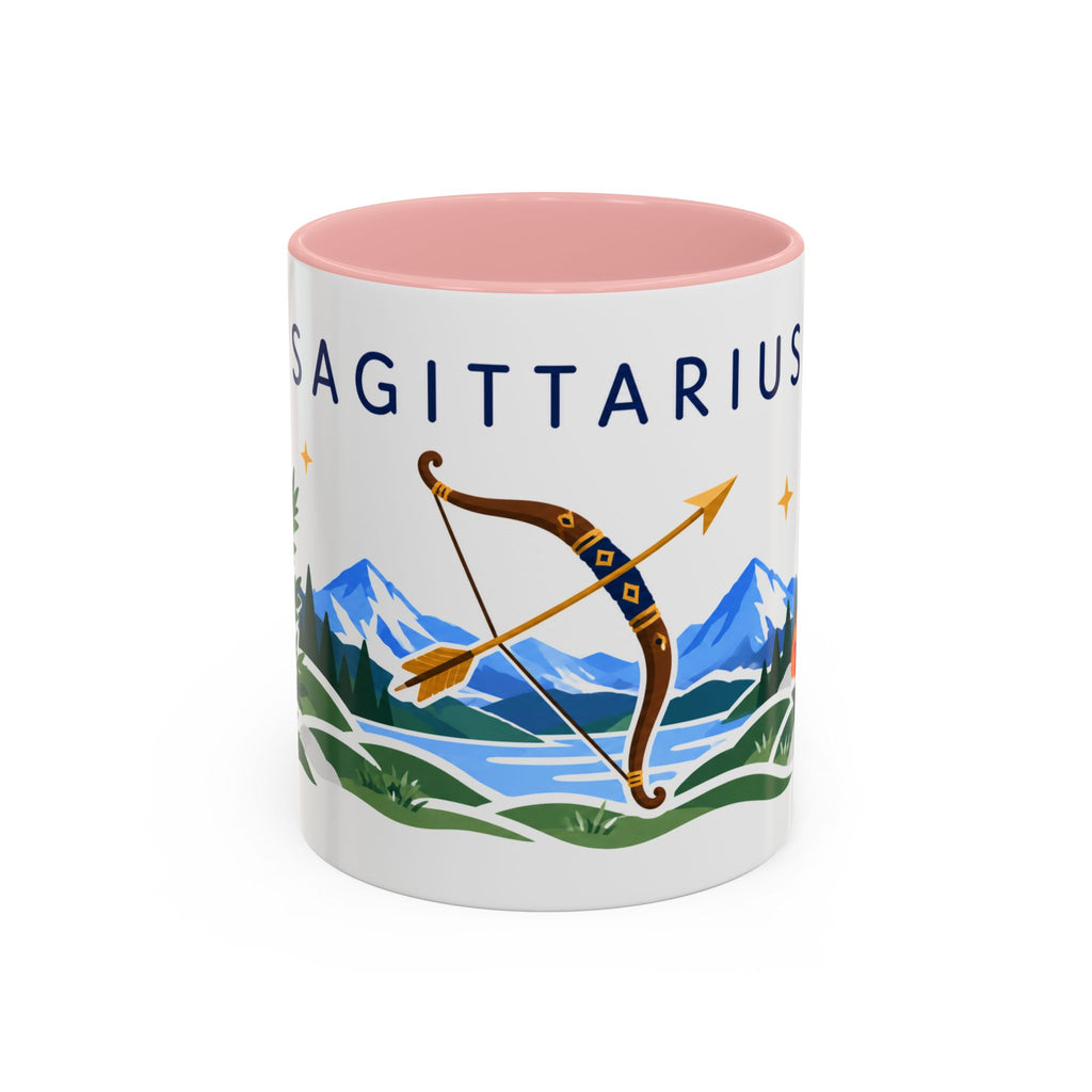 Sagittarius Zodiac Coffee Mug | Bow and Arrow Design | Astrology Birthday Gift | 11 oz 15 oz Ceramic Accent Mug