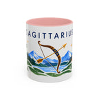 Sagittarius Zodiac Coffee Mug | Bow and Arrow Design | Astrology Birthday Gift | 11 oz 15 oz Ceramic Accent Mug