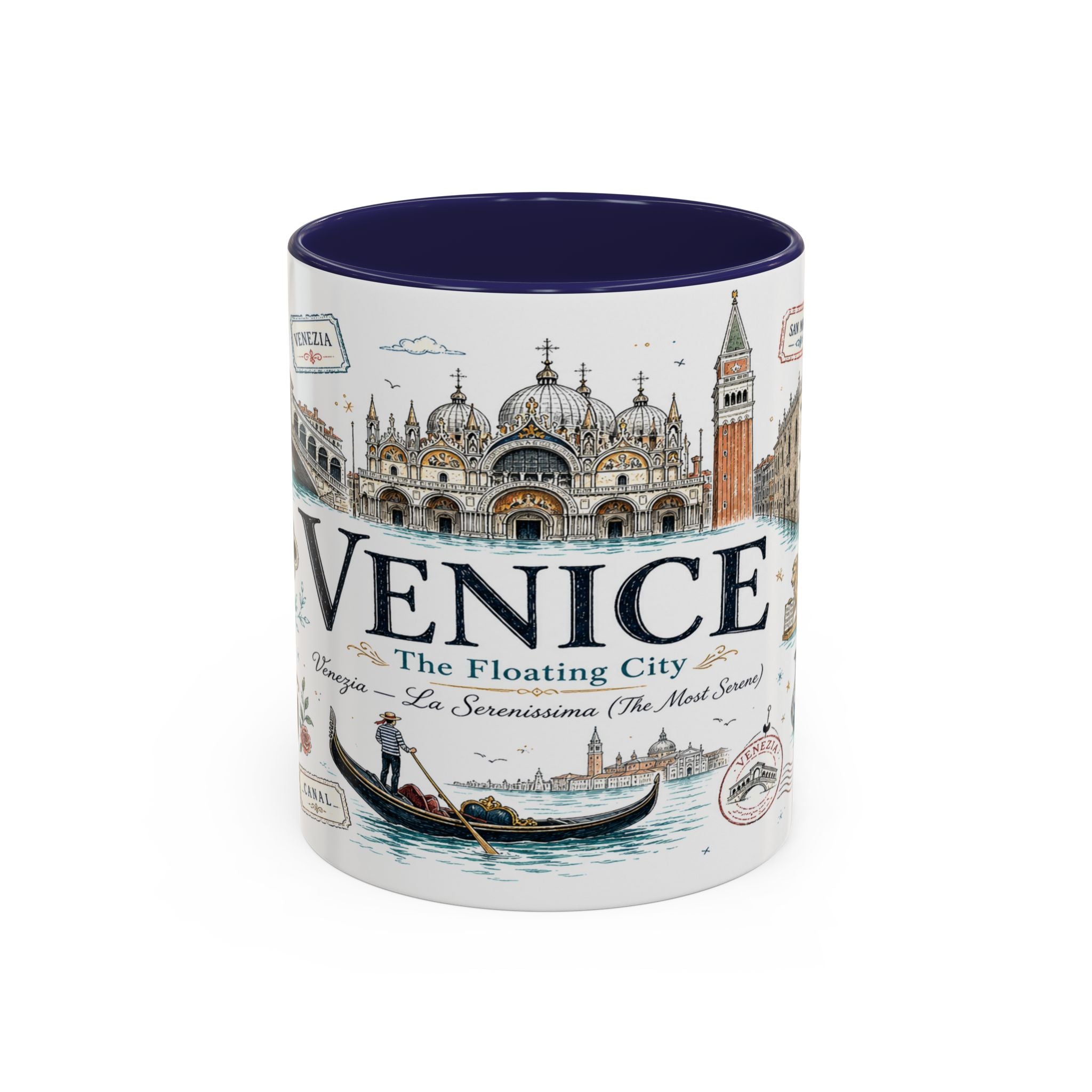 Venice Coffee Mug | Italy Souvenir Travel Gift | Accent Color Ceramic 11oz 15oz