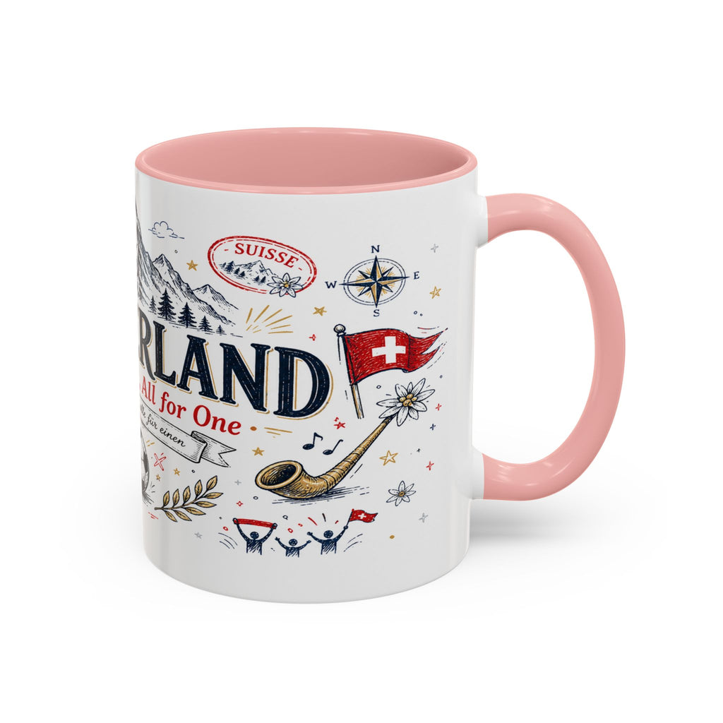 Switzerland Coffee Mug | World Cup Soccer Fan Gift | Accent Color Ceramic 11oz 15oz