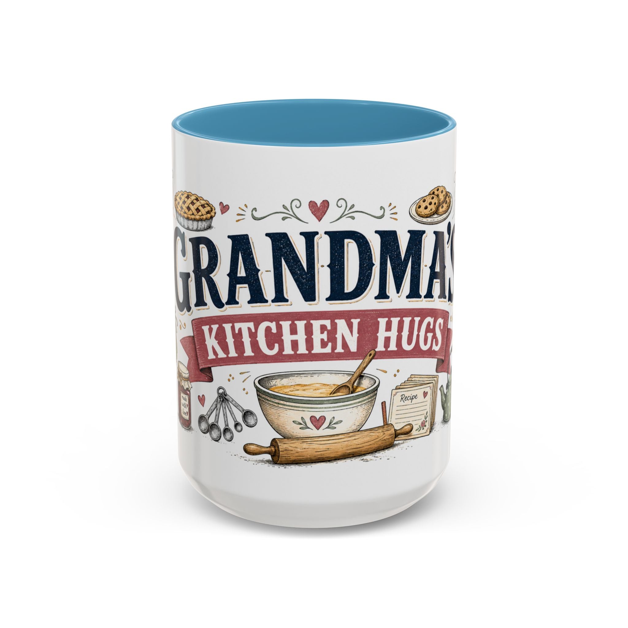 Grandma's Kitchen Hugs Coffee Mug | Gift From Grandkids | Accent Color Ceramic 11oz 15oz