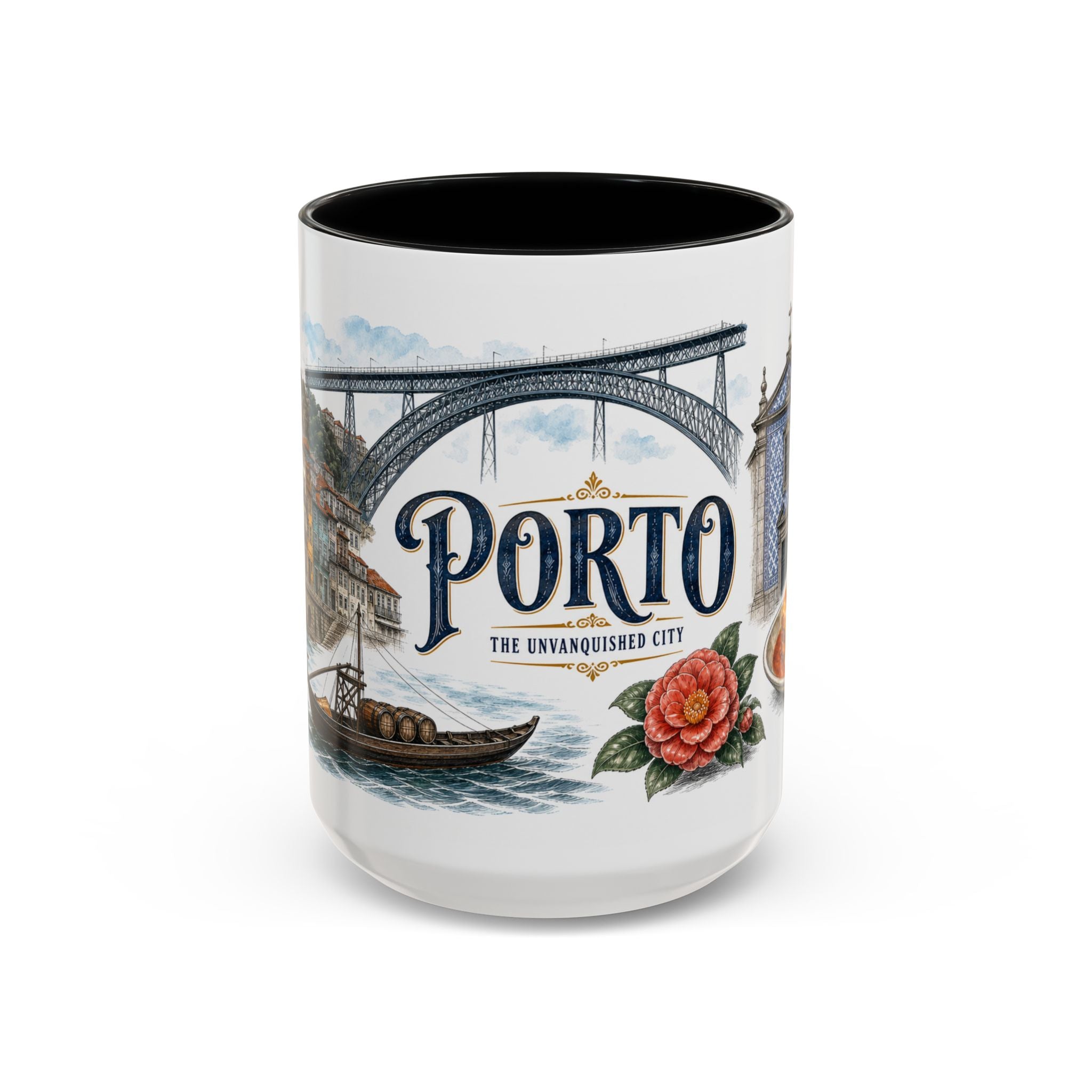 Porto Coffee Mug | Portugal Travel Souvenir | Vintage Illustrated City Gift | 11 oz 15 oz Accent Mug