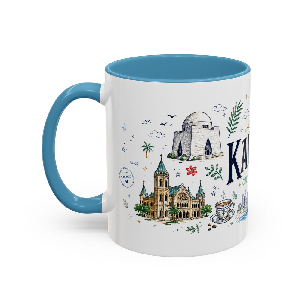 Karachi Coffee Mug | Pakistan Souvenir Travel Gift | Accent Color Ceramic 11oz 15oz